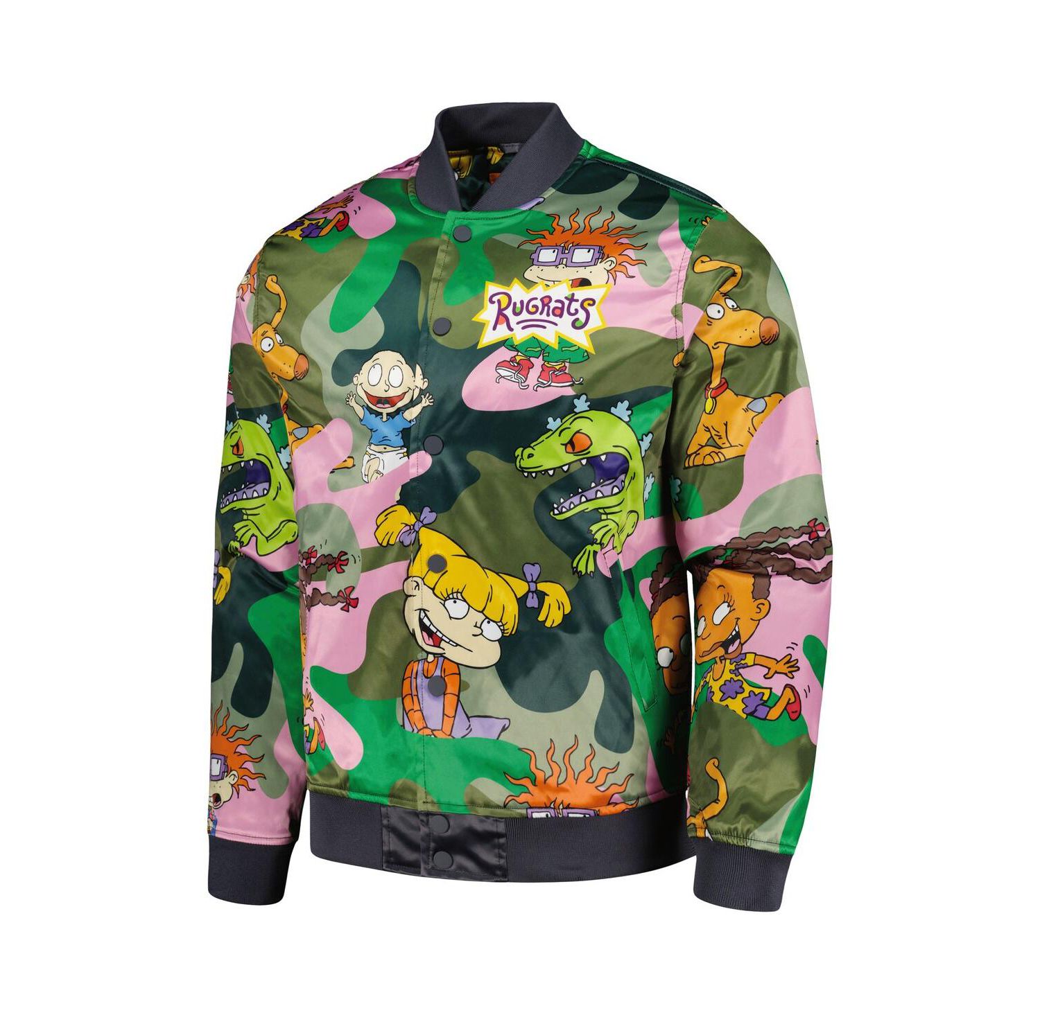 Men's Camo Rugrats Graphic Satin Full-Snap Jacket