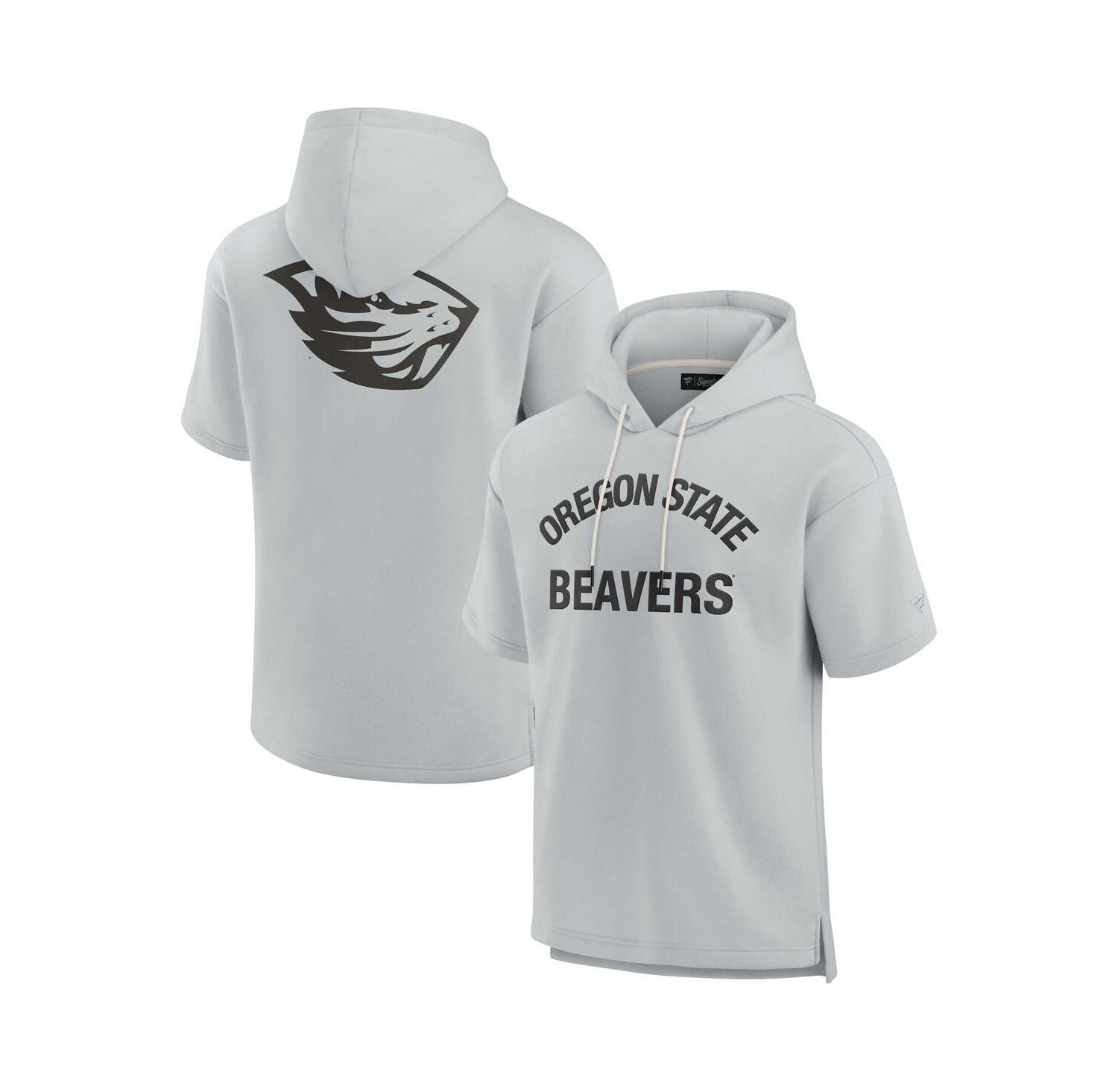 Men's and Women's Gray Oregon State Beavers Super Soft Fleece Short Sleeve Pullover Hoodie