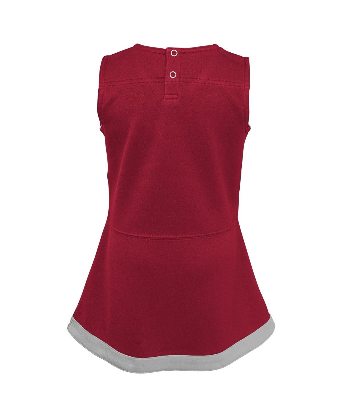 Outerstuff Girls Toddler Crimson, Gray Alabama Crimson Tide Two-piece Cheer Captain Jumper Dress And Bloomers S In Crimson,gray