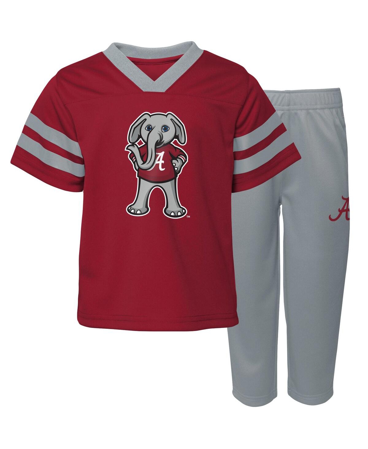 OUTERSTUFF TODDLER BOYS AND GIRLS CRIMSON ALABAMA CRIMSON TIDE TWO-PIECE RED ZONE JERSEY AND PANTS SET