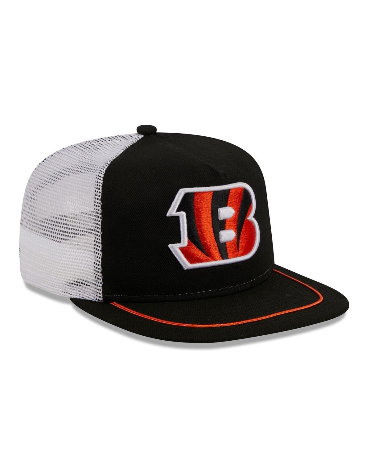 New Era Men's  Black, White Cincinnati Bengals Original Classic Golfer Adjustable Hat In Black,white