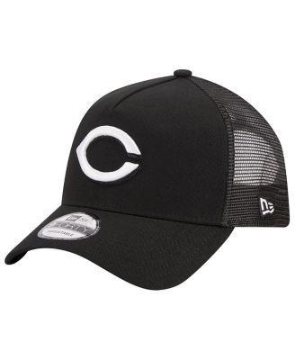 Men's Black Cincinnati Reds A-Frame 9FORTY Trucker Adjustable Hat