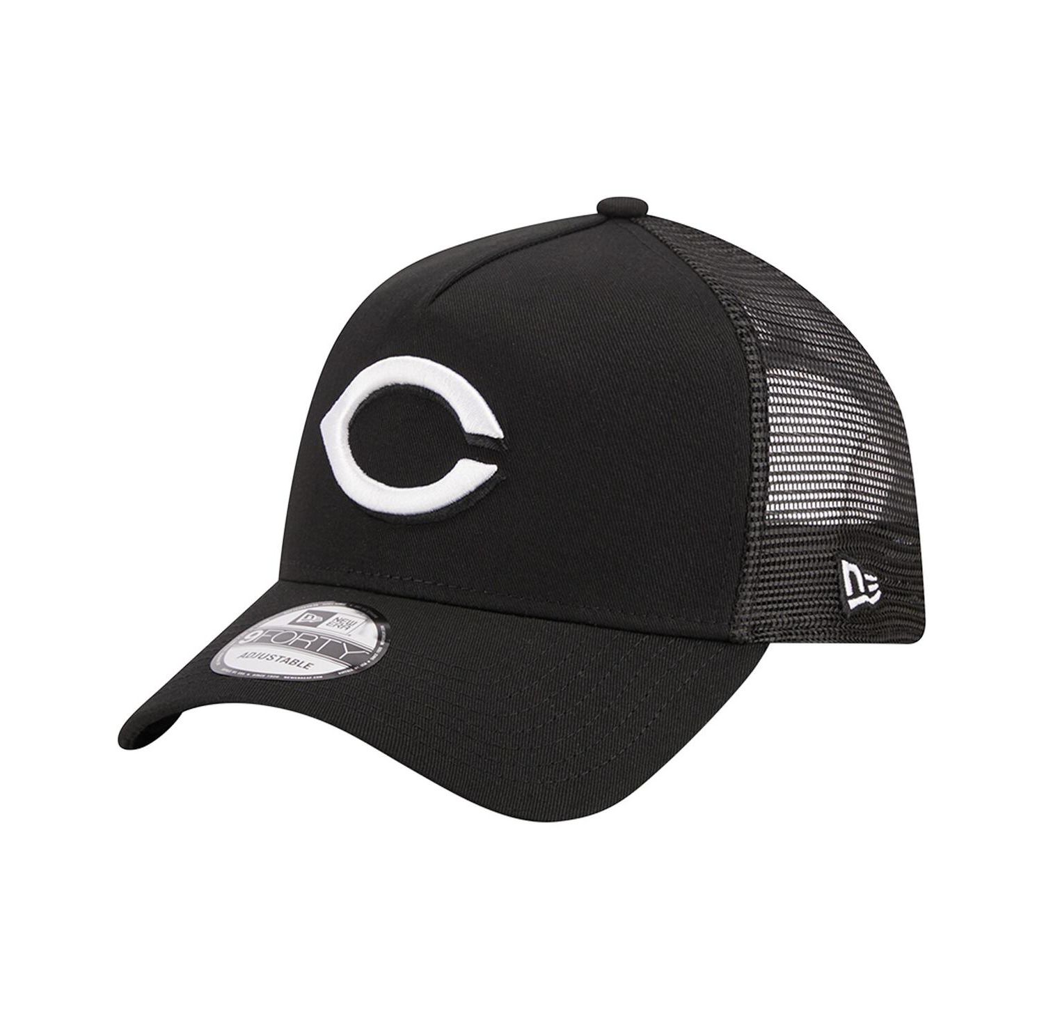 Men's Black Cincinnati Reds A-Frame 9FORTY Trucker Adjustable Hat