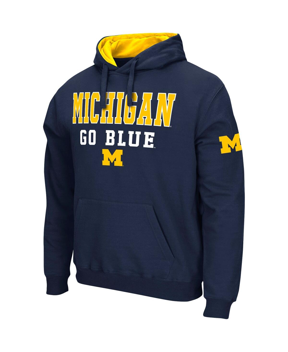 Colosseum Navy Michigan Wolverines Slash Stack 2.0 Pullover Hoodie In Navy