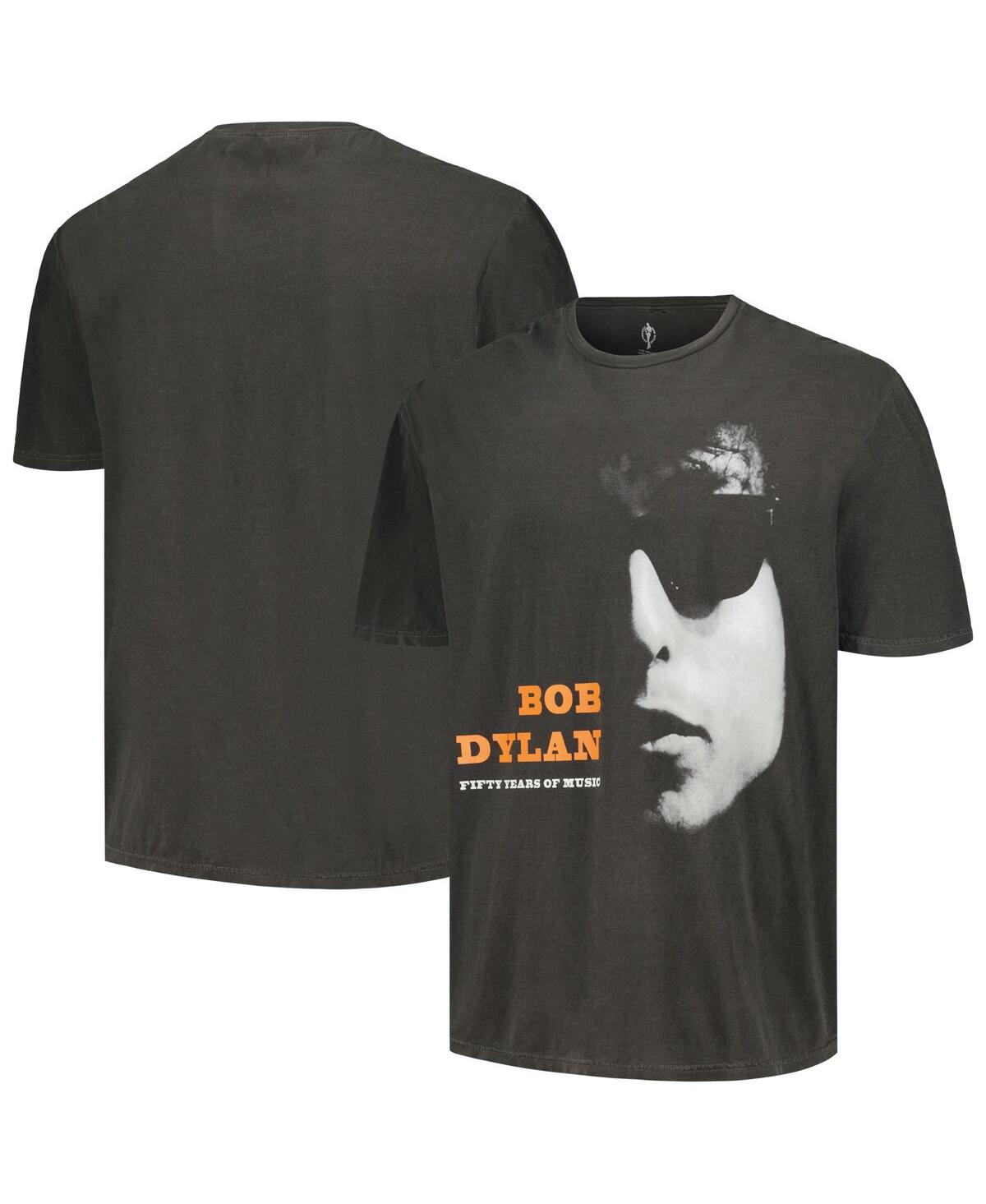 Men's Black Distressed Bob Dylan 50 Years Washed Graphic T-shirt - Black