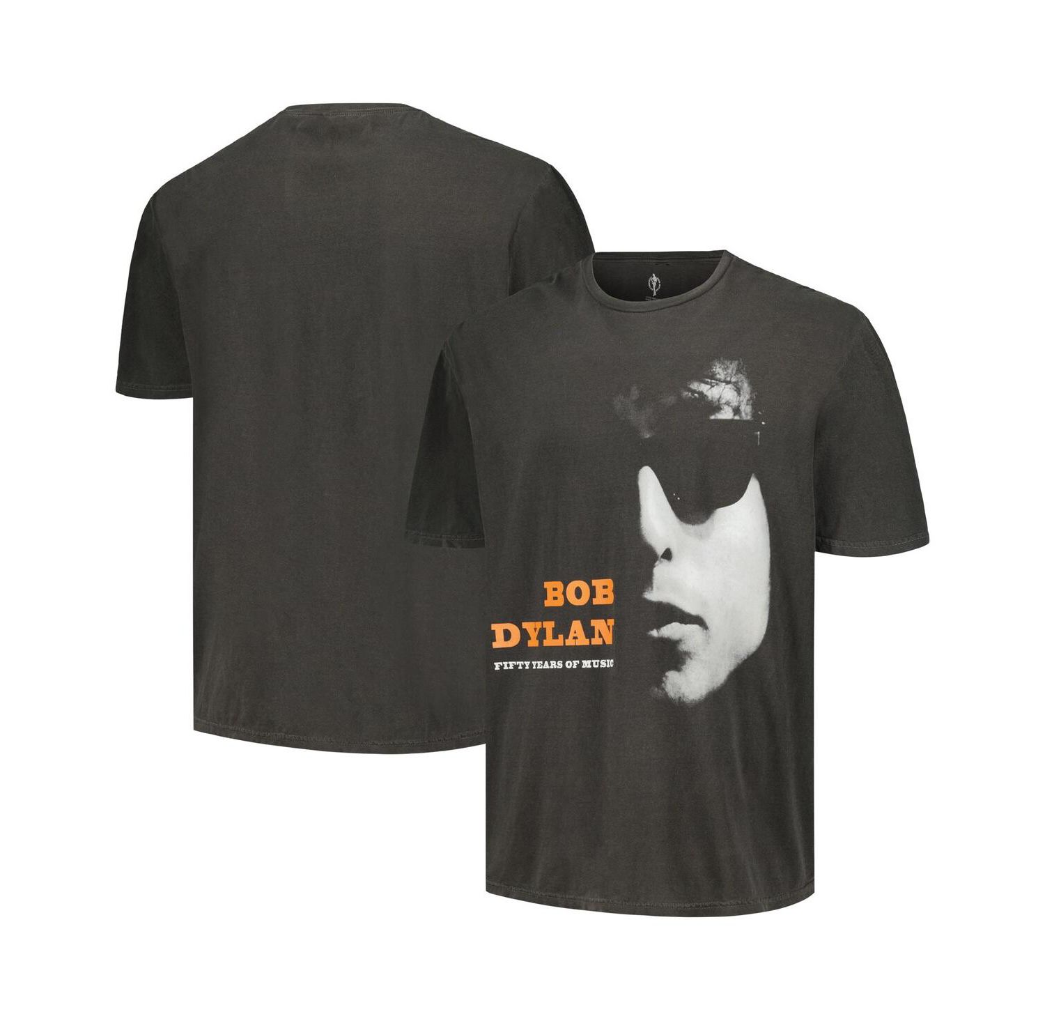 Men's Black Distressed Bob Dylan 50 Years Washed Graphic T-shirt