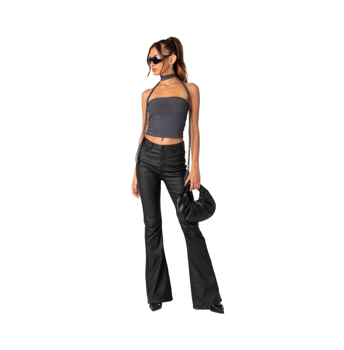 Women's Gathered two piece mesh scarf top