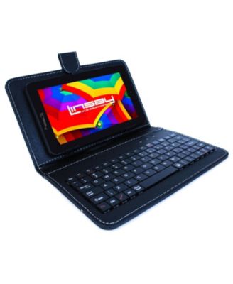 LINSAY - 7" New Tablet Quad Core Bundle with Keyboard Android 10 Dual Camera