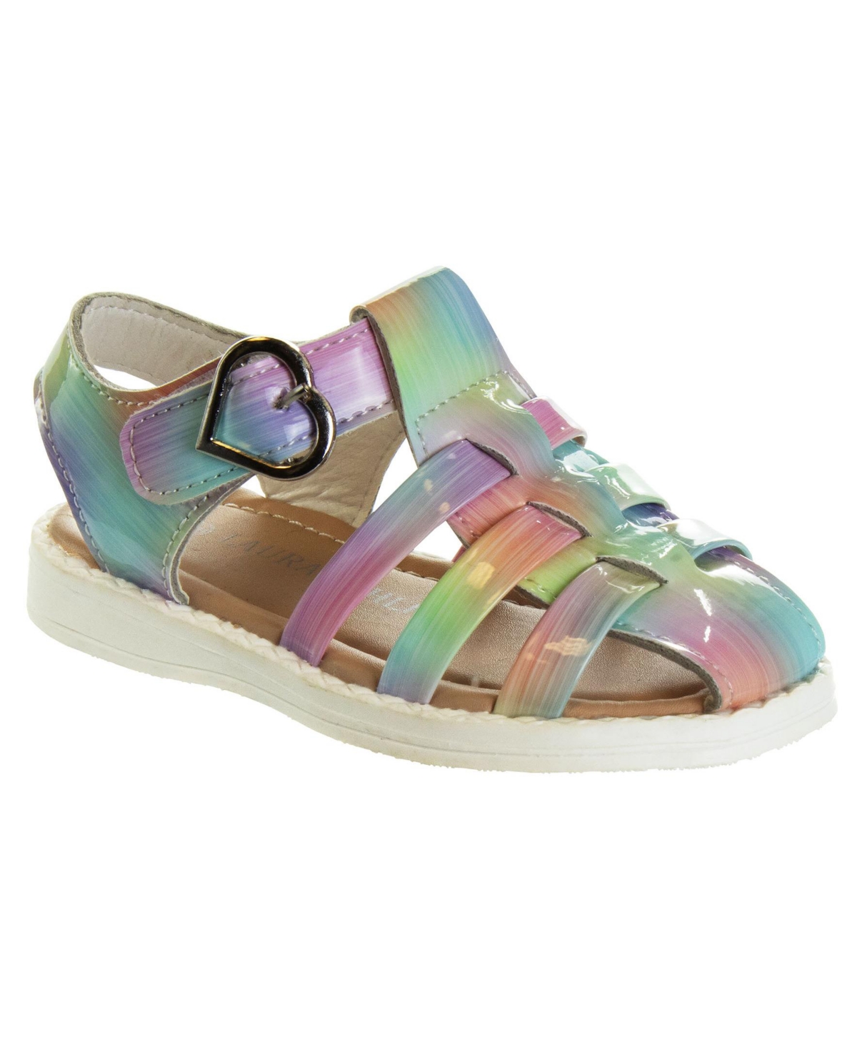 Laura Ashley Kids' Toddler Girls Heart Shaped Buckle Closure Closed Toe Sandals In Light Multi