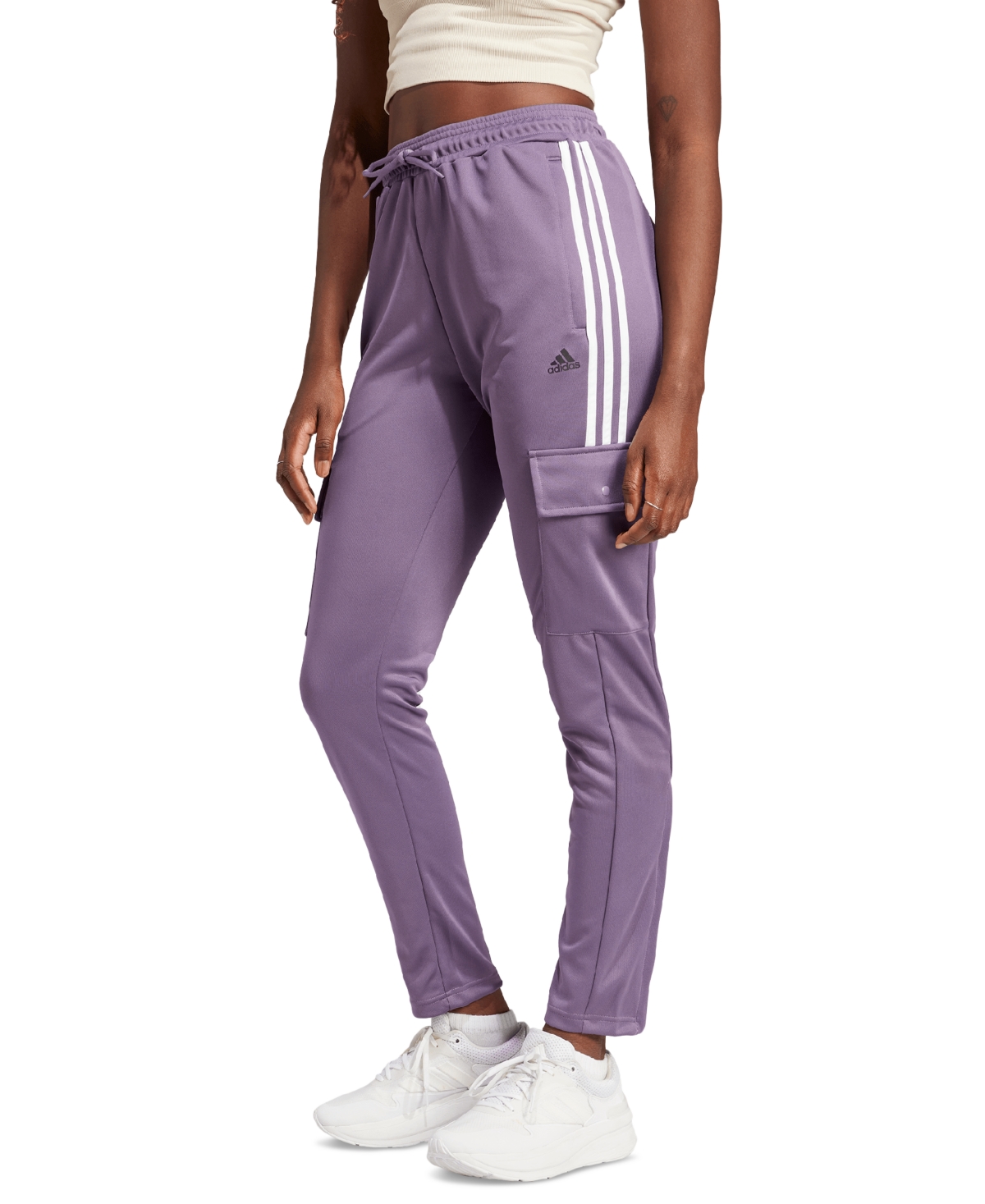 Adidas Originals Women's Tiro Snap-closure Cargo Pants In Shadow Violet,white