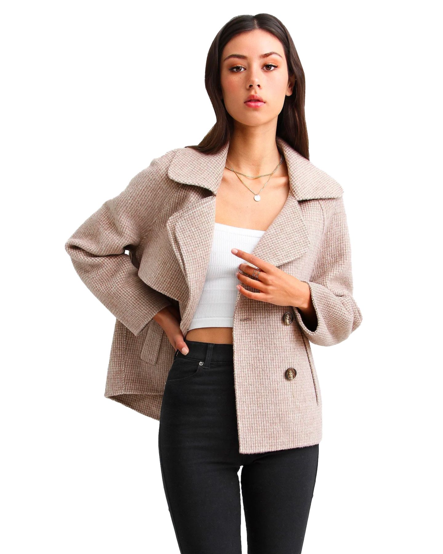 Женское пальто Belle & Bloom I'm Yours Wool Blend Peacoat, цвет: Бежевый — фото 1