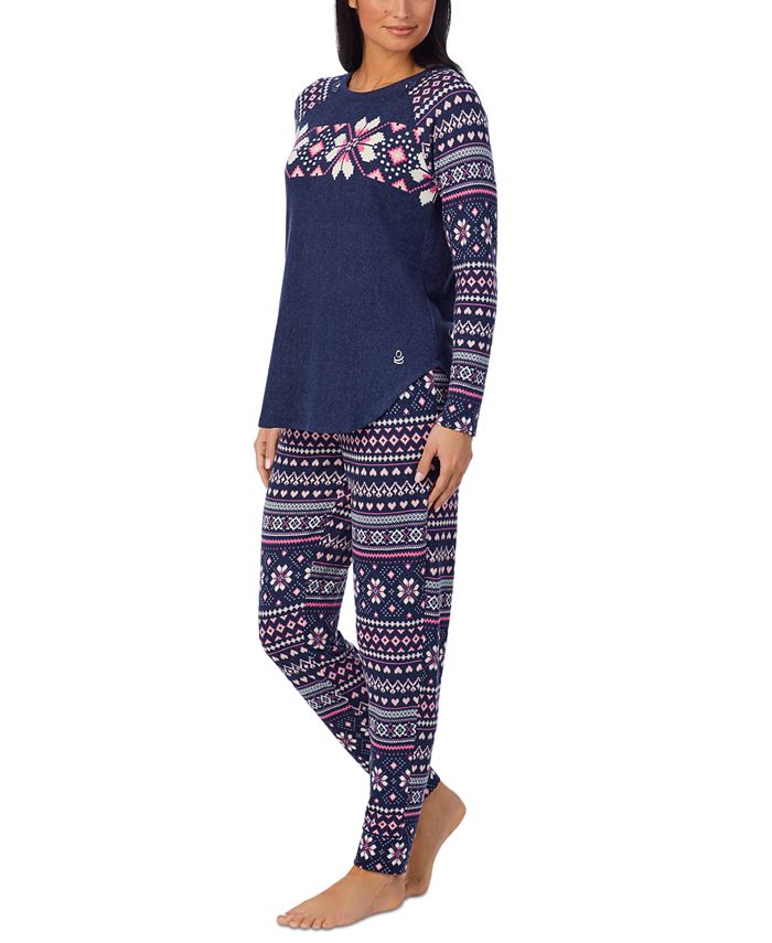 Cuddl Duds Women S Brushed Sweater Knit Long Sleeve Pajama Set Macy S