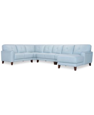 CLOSEOUT! Ashlinn 144" 5-Pc. Pastel Leather Sectional, Created for Macy's