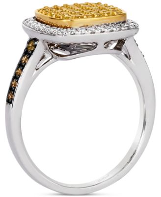 Chocolatier&reg; Sunny Yellow Diamond, Vanilla Diamond, & Chocolate Diamond Ring (5/8 ct. t.w.) in 14k Two-Tone Gold