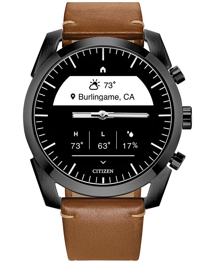 Citizen Men's CZ Smart Hybrid Sport Brown Leather Strap Smart Watch ...