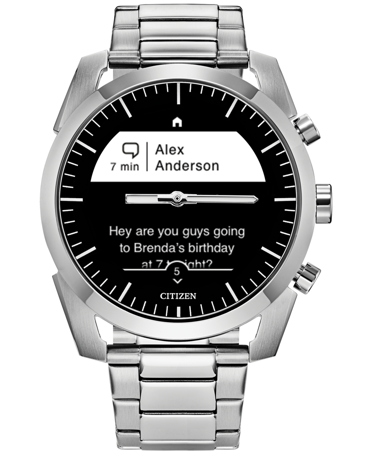 Shop Citizen Men's Cz Smart Hybrid Sport Stainless Steel Bracelet Smart Watch 43mm In Silver