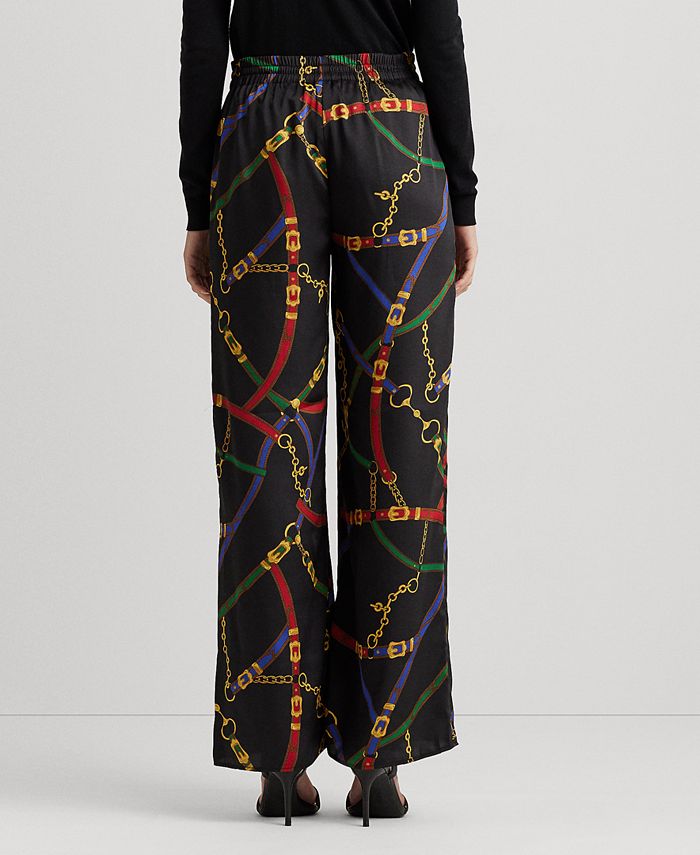Lauren Ralph Lauren Women's Belting-Print Twill Wide-Leg Pants - Macy's