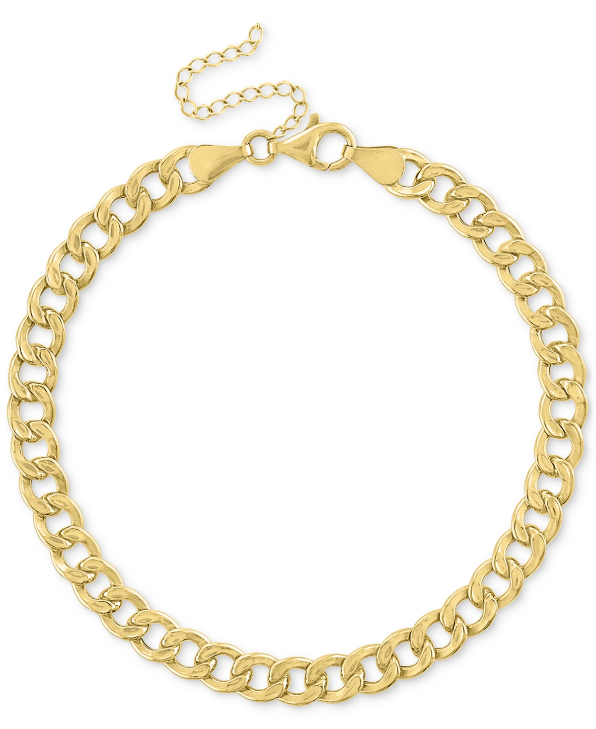 Shop Macy's 2-pc. Set Diamond Bangle Bracelet (1/5 Ct. T.w.) & Curb Link Chain Bracelet In Sterling Silver & 14k In Sterling Silver  Gold-plated Sterling Si