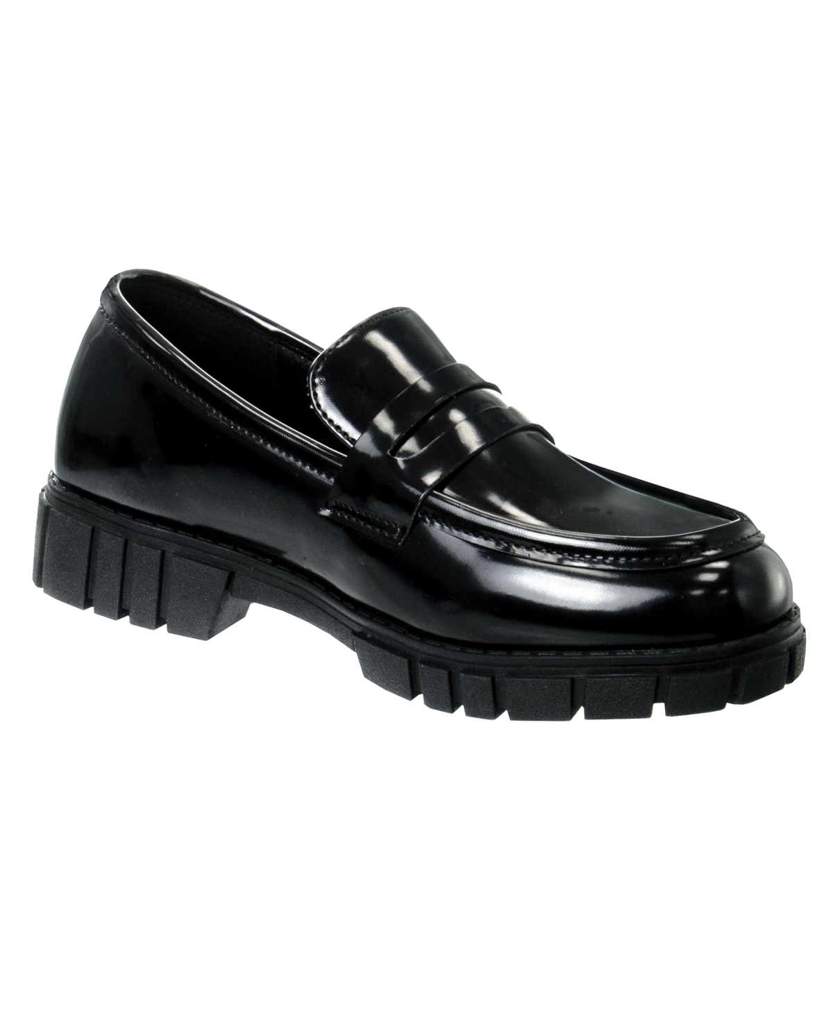French Toast Kids' Little Girls Lug Loafers School Shoes In Black Shimmer