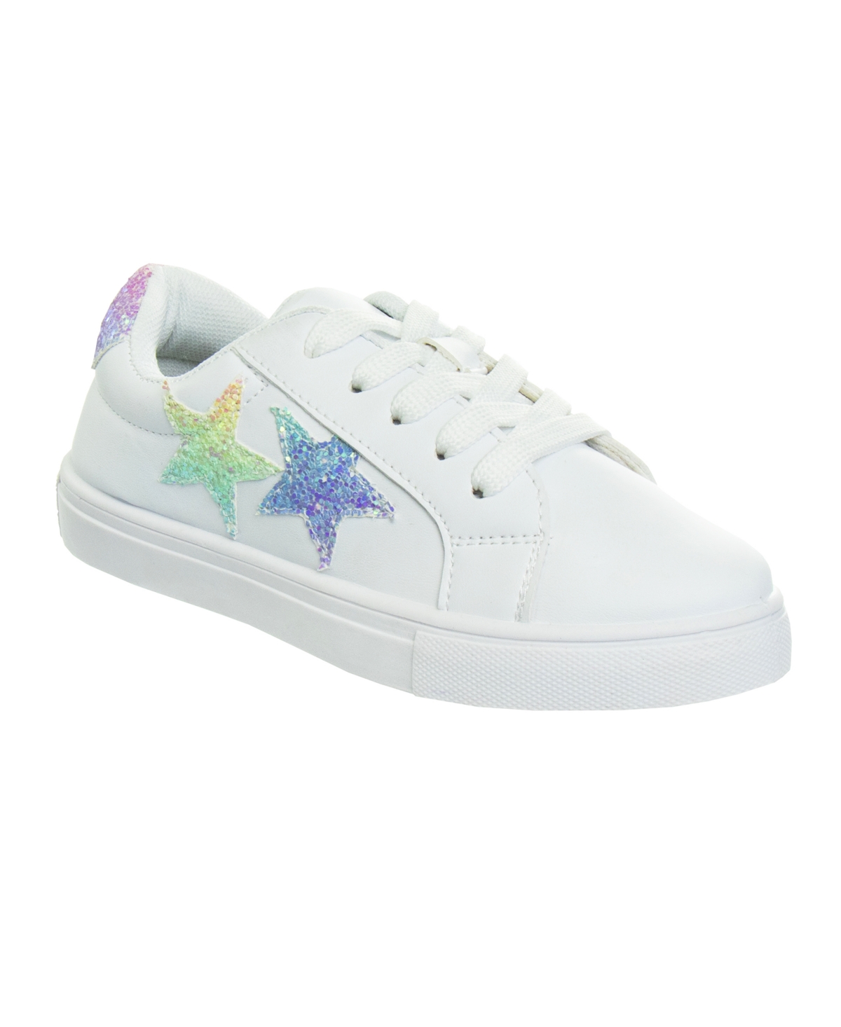 Kensie Girl Kids' Little Girls Lace Up Glittery Casual Sneakers In White