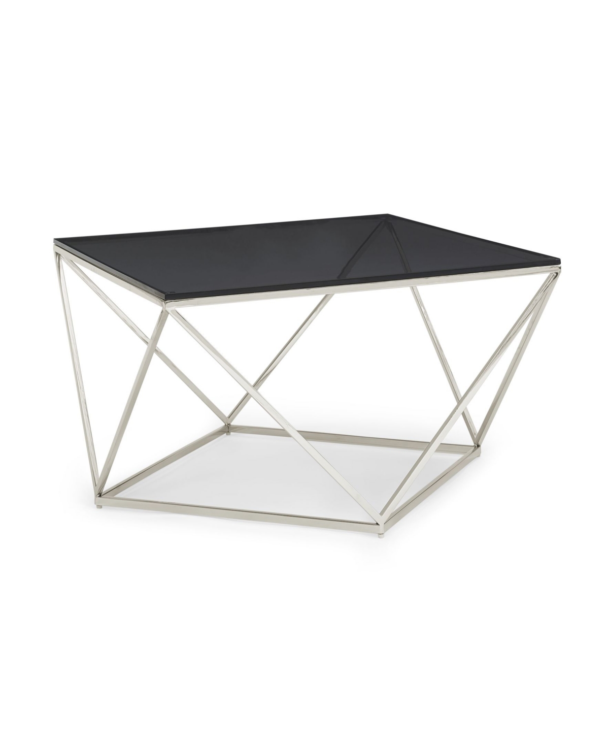 Macy's Aria 41" Smoked Glass And Polished Stainless Steel Coffee Table In Pol Stainless Steel,smoked Glass