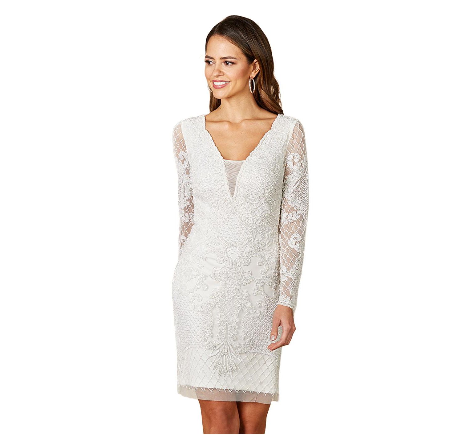 Women's Carla Long Sleeve Beaded Lace Mini Dress