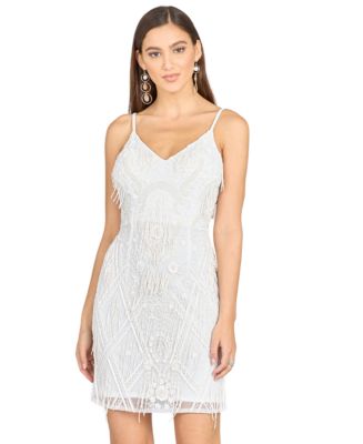 Lara Women's Spaghetti Strap Fringe Bridal Cocktail Dress - Macy's