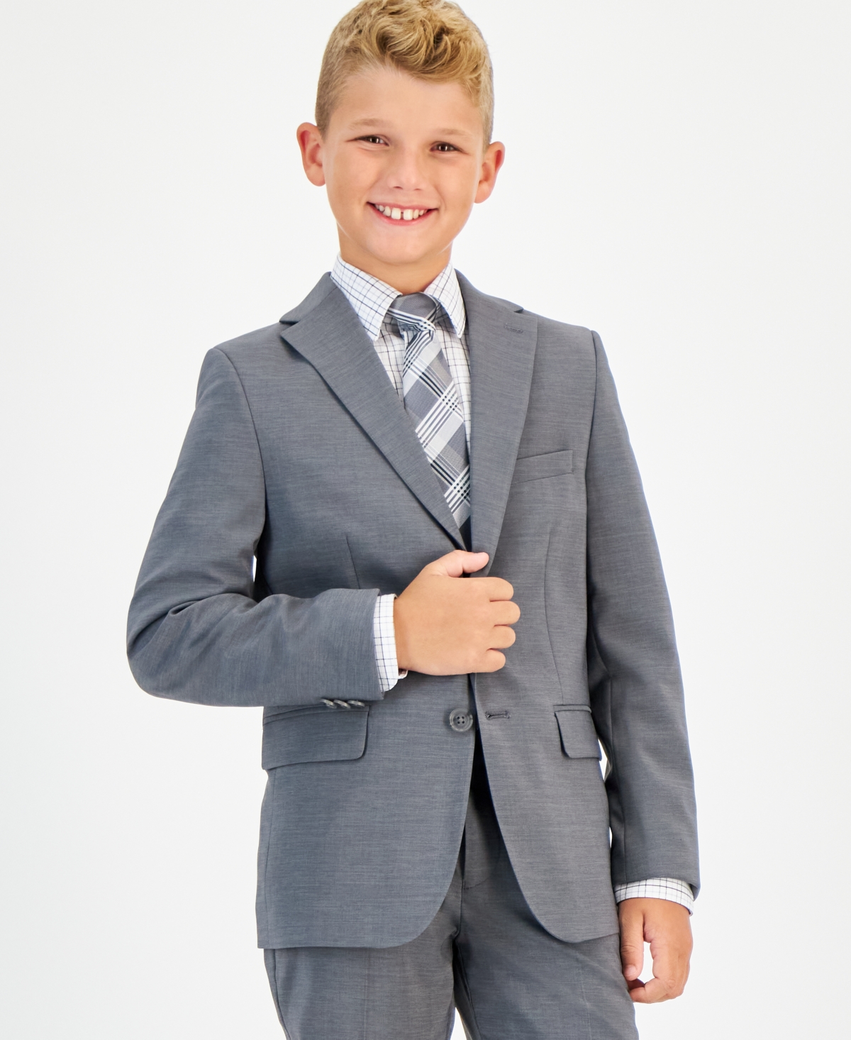 Kenneth Cole Reaction Kids' Big Boys Slim Fit Stretch Suit Jacket In Gray