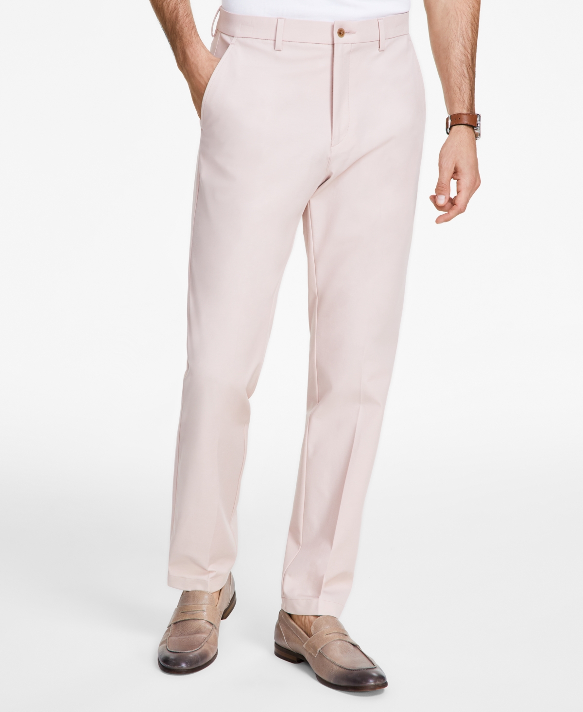 Michael Kors Men's Classic Fit Cotton Stretch Performance Pants In Pink