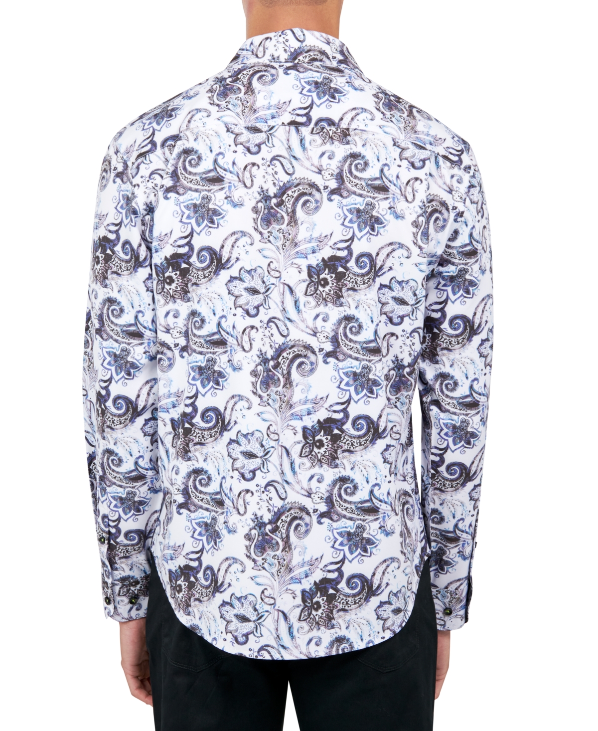 Society of Threads Men's Regular-Fit Non-Iron Performance Stretch Paisley Button-Down Shirt -purple