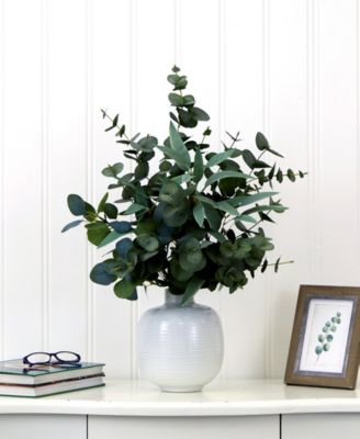 24" Artificial Eucalyptus Leaves Arrangement with Ceramic Planter
