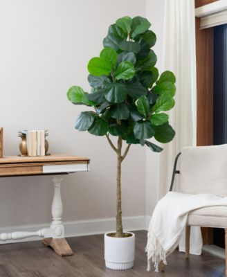 72" Artificial Fiddle Leaf Fig Tree with Decorative Planter