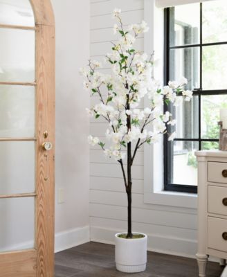72" Artificial Cherry Blossom Tree with Decorative Planter