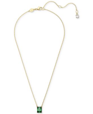 Gold-Tone Color Rectangle Crystal Pendant Necklace, 15" + 2-3/4" extender