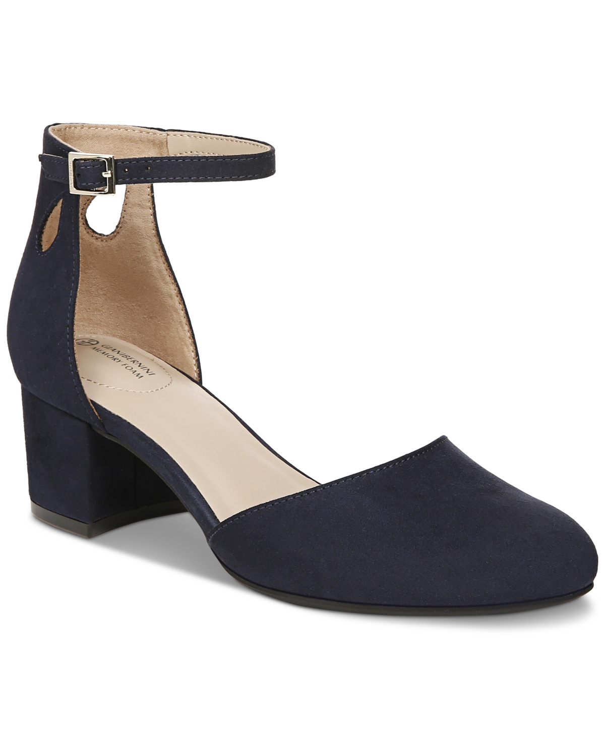 Izzee Memory Foam Two-Piece Pumps, Created for Macy's - Black Suede