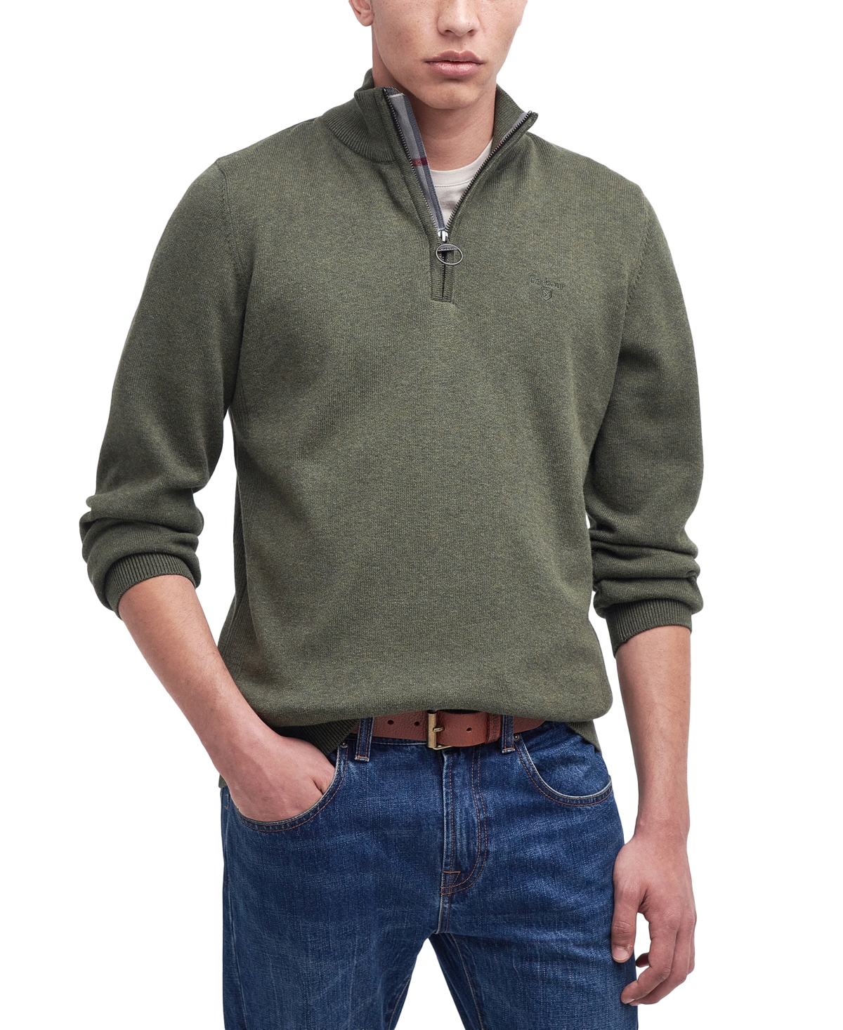 Shop Barbour Men's Half-zip Sweater In Mist