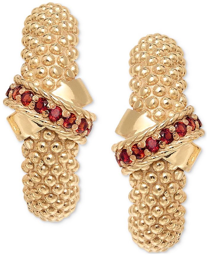 Macy's Crisscross Popcorn C Hoop Earrings (3/8 ct. t.w.) in 14k