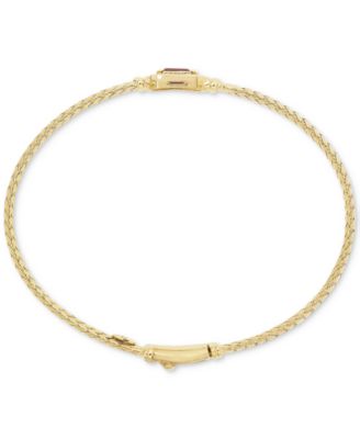 Garnet & White Topaz (1/5 ct. t.w.) Woven Bangle Bracelet in 14k Gold-Plated Sterling Silver (Also in Citrine, Swiss Blue Topaz, Morganite, Amethyst, Peridot & Onyx)