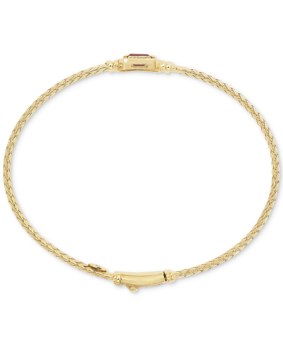 Macy's Lab Grown Garnet & White Topaz (1/5 Ct. T.w.) Woven Bangle Bracelet In 14k Gold-plated Sterling Silv In Garnet