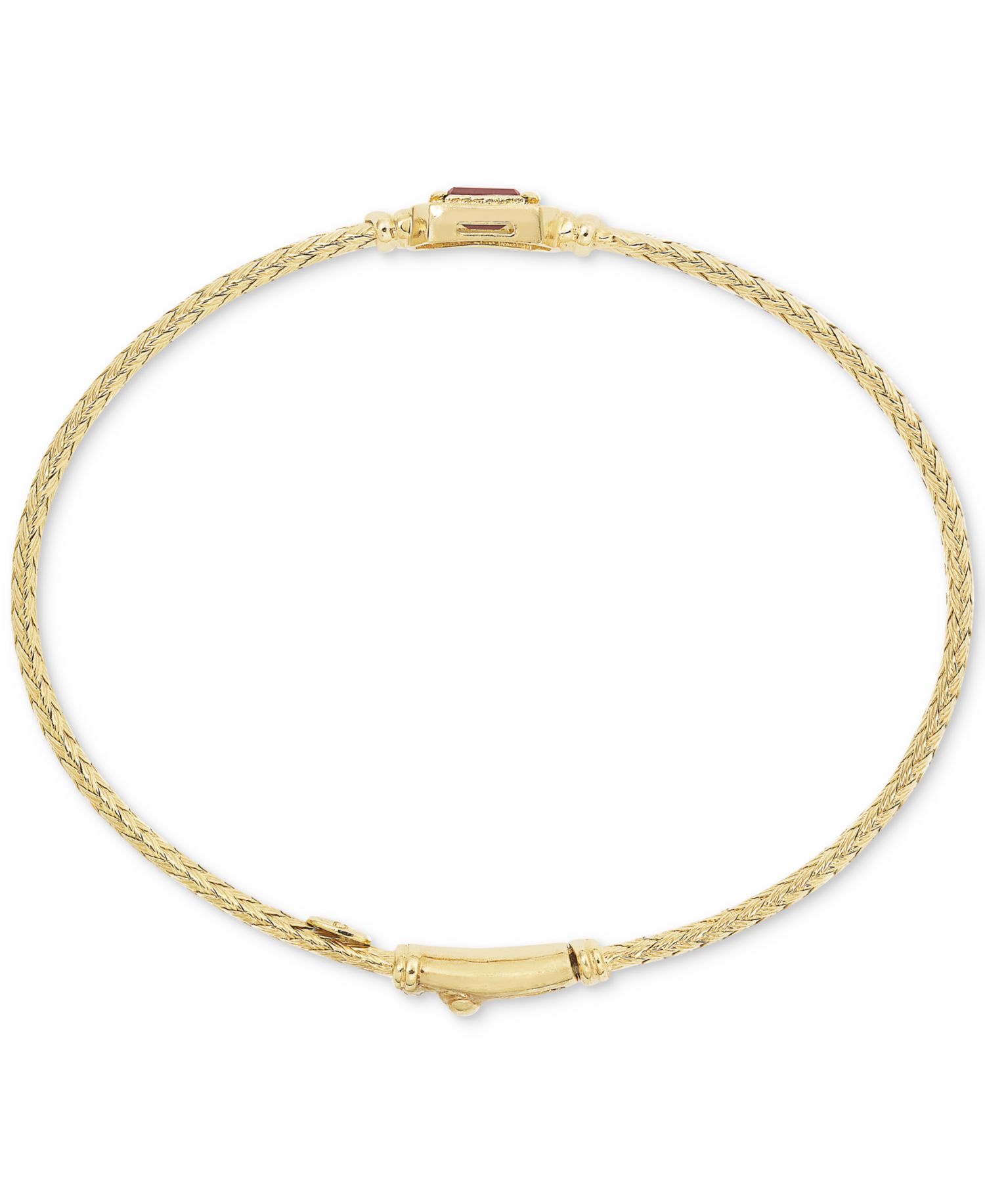 Garnet & White Topaz (1/5 ct. t.w.) Woven Bangle Bracelet in 14k Gold-Plated Sterling Silver (Also in Citrine, Swiss Blue Topaz, Morganite, Amethyst, Peridot & Onyx)
