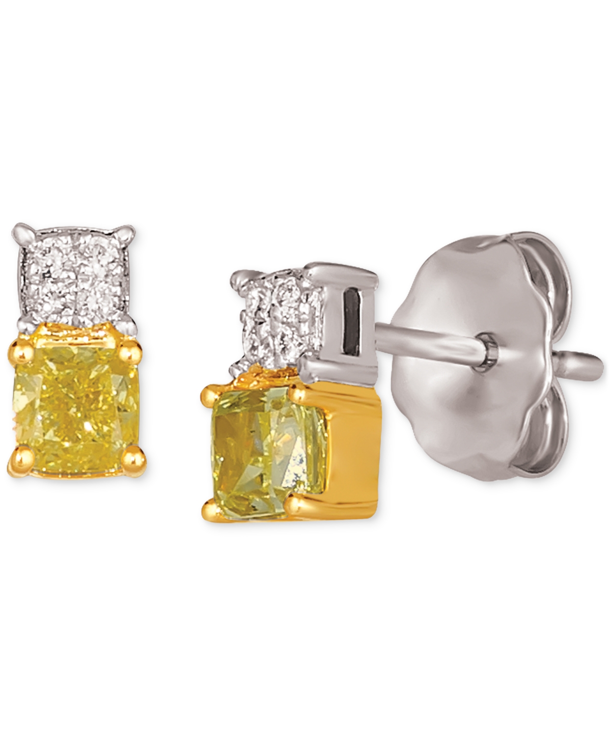 Le Vian Sunny Yellow Diamond & Vanilla Diamond Two-tone Stud Earrings (1/2 Ct. T.w.) In 14k Two-tone Gold In K Two Tone Gold Earrings