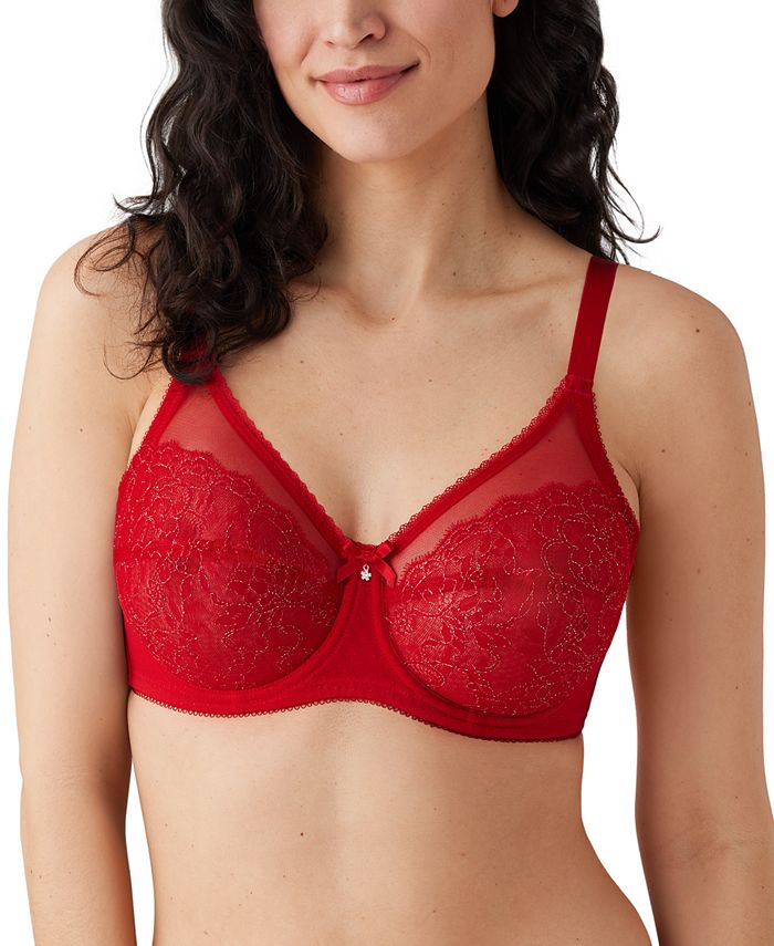  Womens Plus Size Bras Full Coverage Lace Underwire Unlined  Bra Lipstick Red 40C