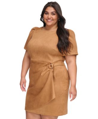 DKNY Plus Size Faux-Suede Sheath Dress