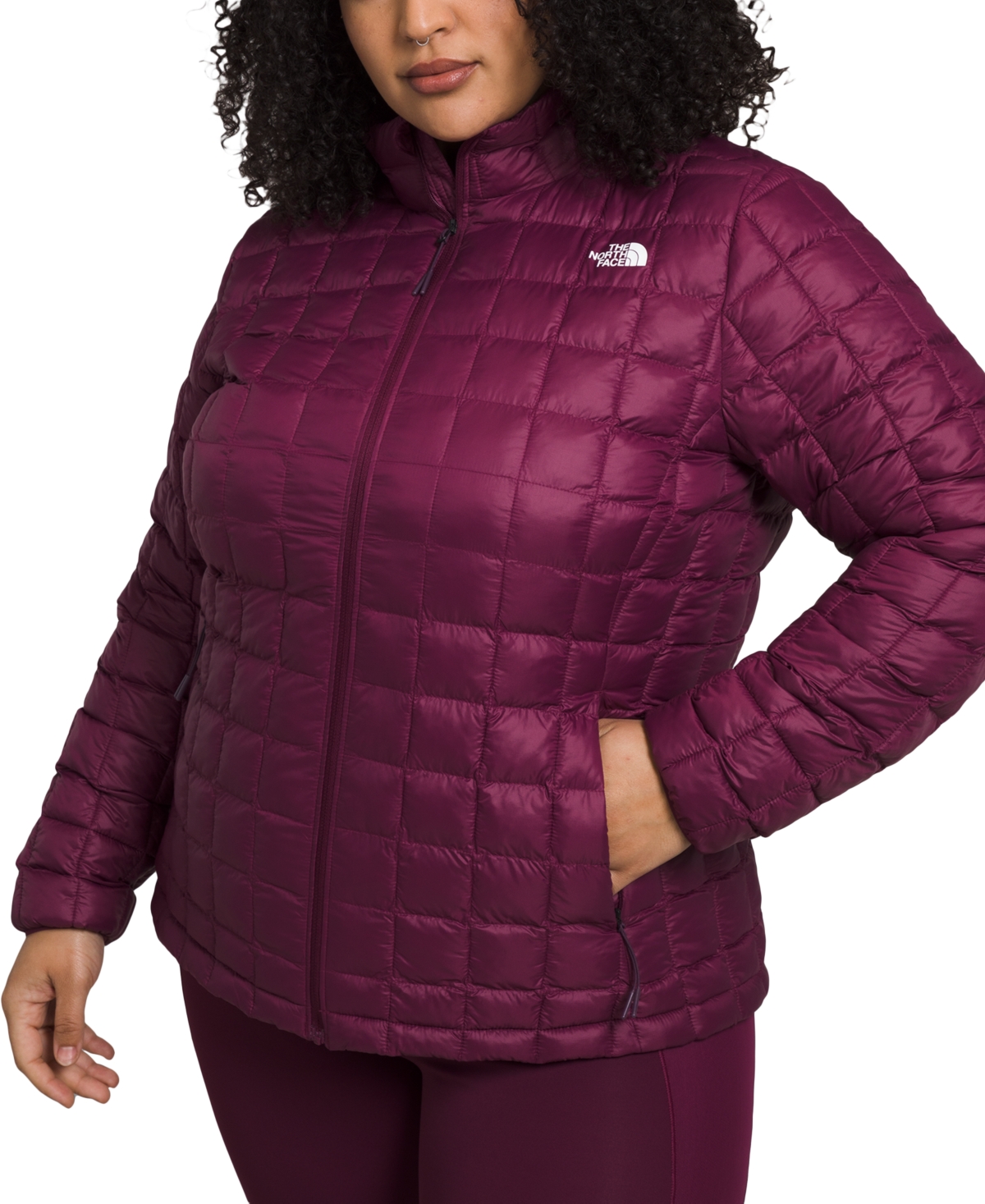 The North Face Plus Size Quilted Zip-up Puffer Jacket In Boysenberry