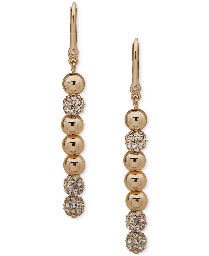 DKNY GoldTone Crystal Pavé Ball Linear Earrings Macy's