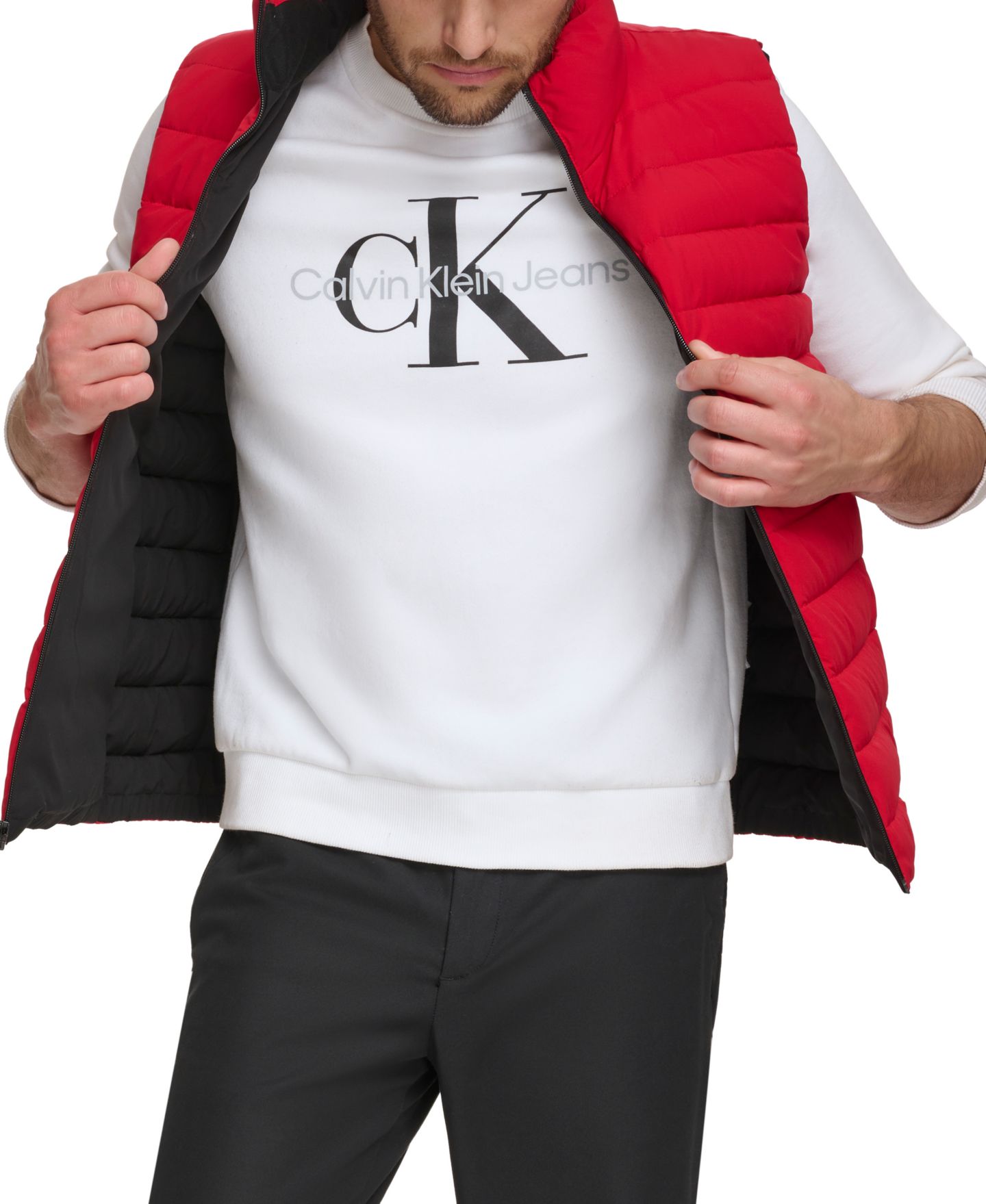 Мужской жилет Calvin Klein Stretch Puffer Vest, цвет: Глубокий красный — фото 3