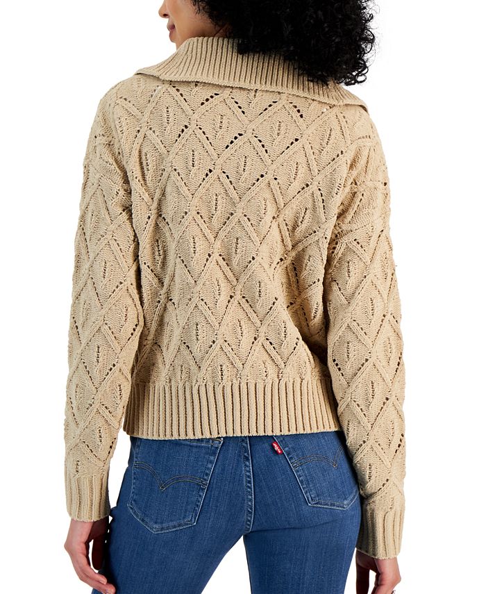 Crave Fame Juniors Ribbed Cropped Sweater Green Size Extra Large main image 1