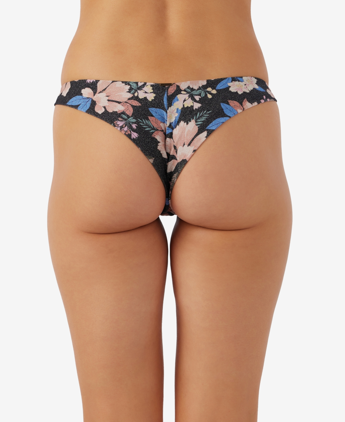 Shop O'neill Juniors' Matira Printed Tropical Cheeky Hermosa Bikini Bottoms In Black