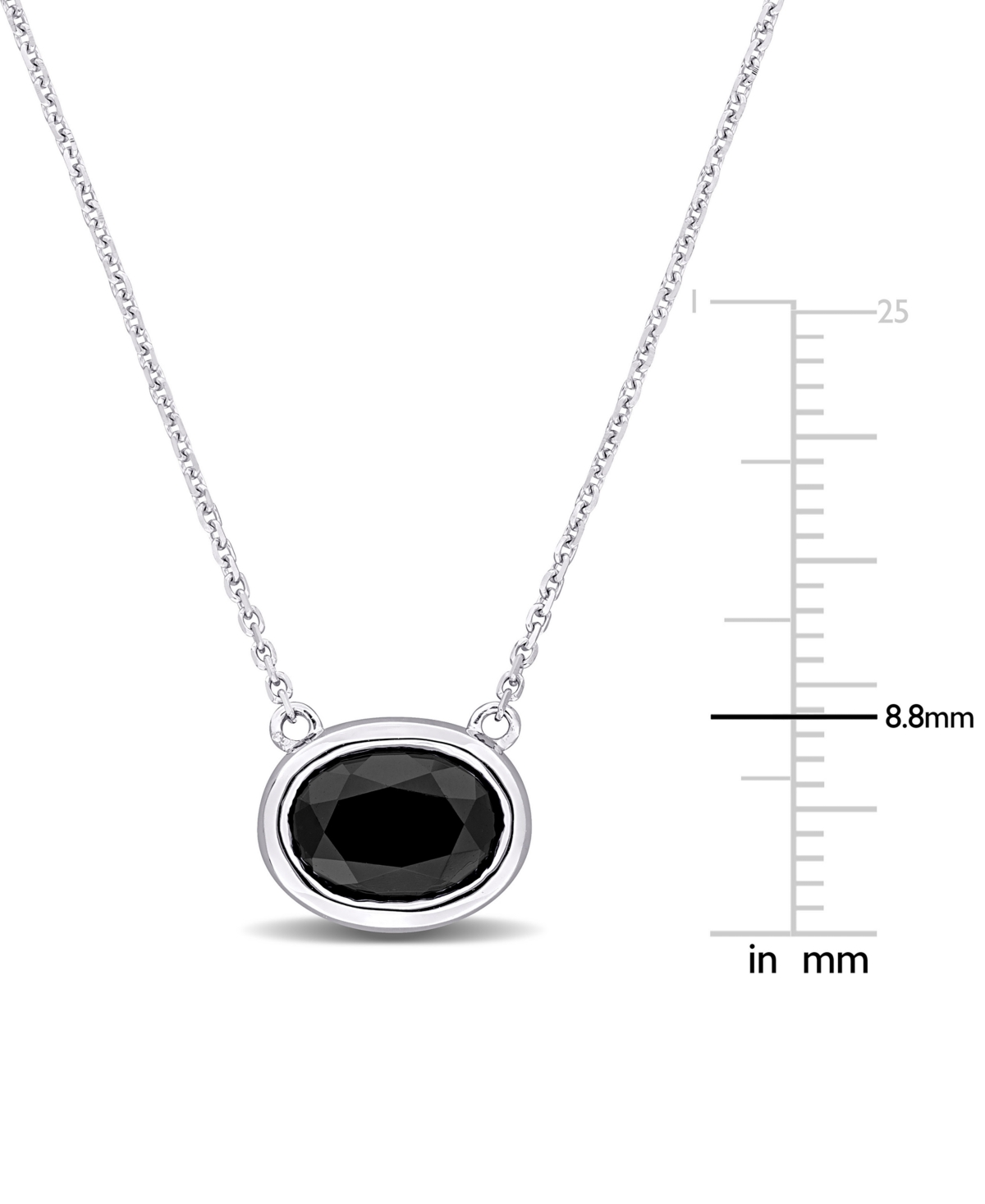 Black Diamond Oval Bezel Pendant Necklace (2 ct. t.w.) in 14k- White Gold