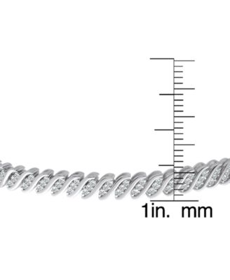 Diamond Triple Row "S" Link Bracelet (1 ct. t.w.) in Sterling Silver or 14k Gold-Plated Sterling Silver